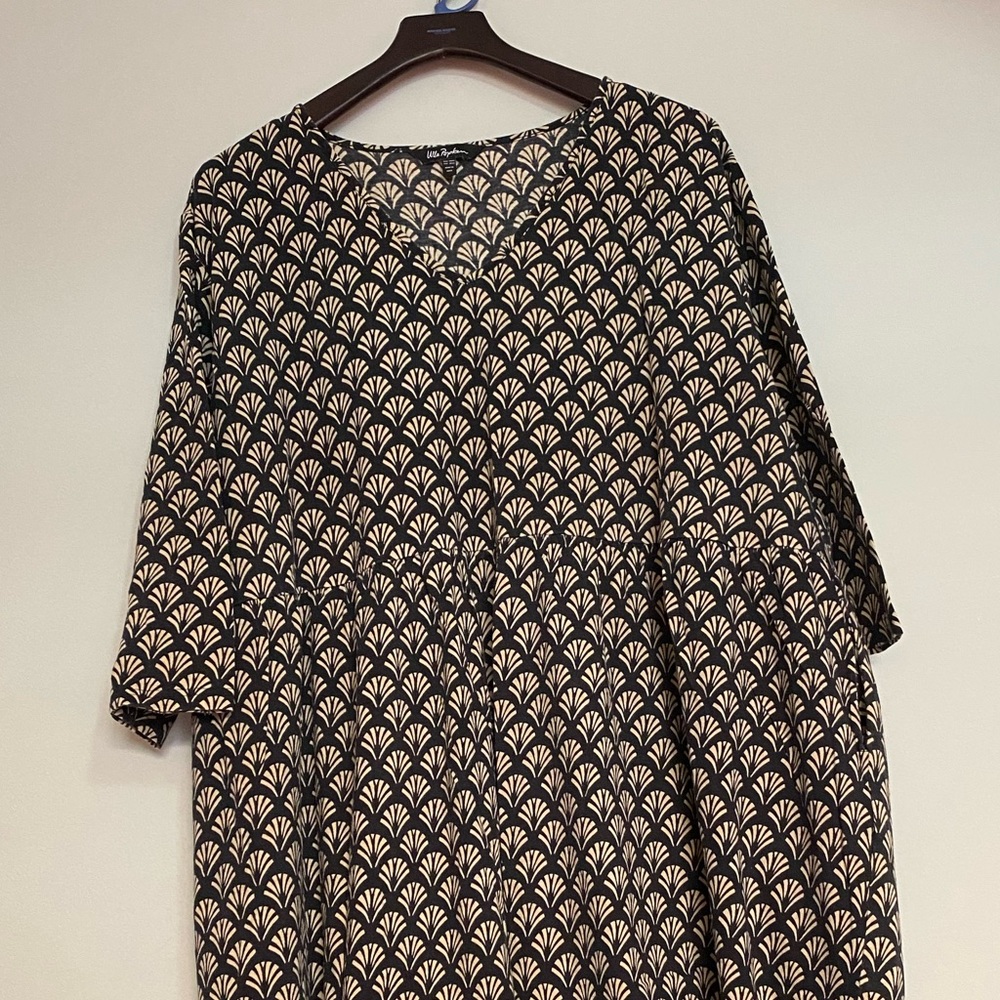 Ulla Popken 3/4 Sleeve Cotton Midi Dress